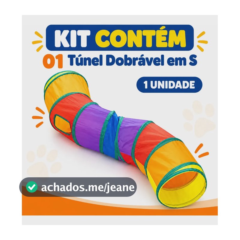 Brinquedo Túnel Dobrável Em S 1,25mx25 Diâmetro Para Gato Cor Colorido