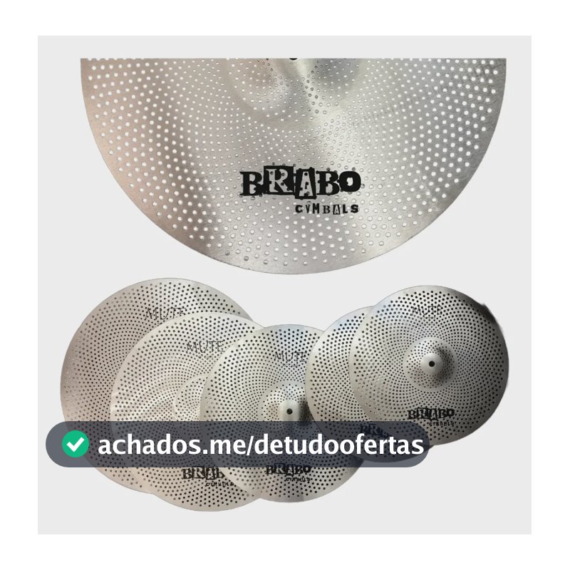 Kit De Pratos P/ Bateria Mudo Low Volume Mute Brabo Cymbals Silver Prata