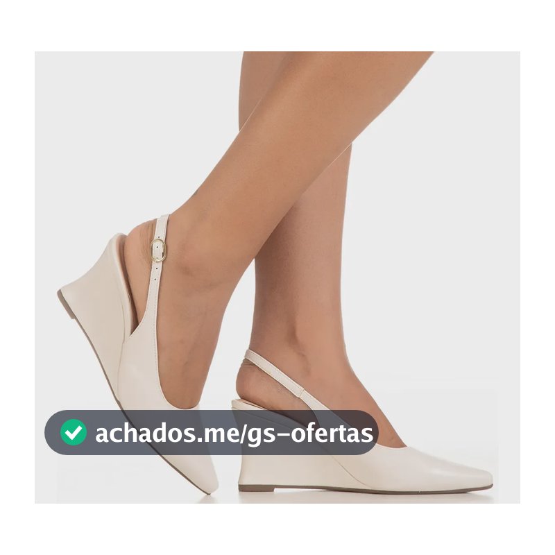 Scarpin Feminino Slingback Anabela Salto Alto Cunha Gigil Off White 37 Br