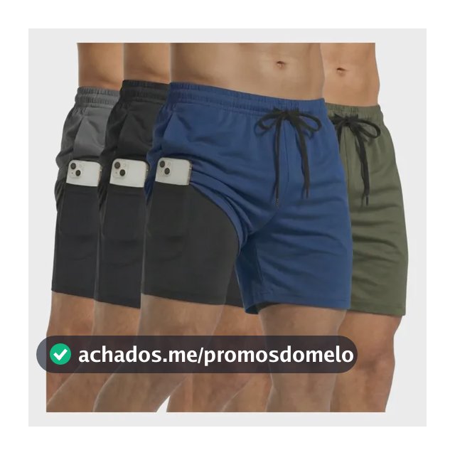 Kit 4 Shorts 2 Em 1 Masculino Dry Bermuda Academia Treino