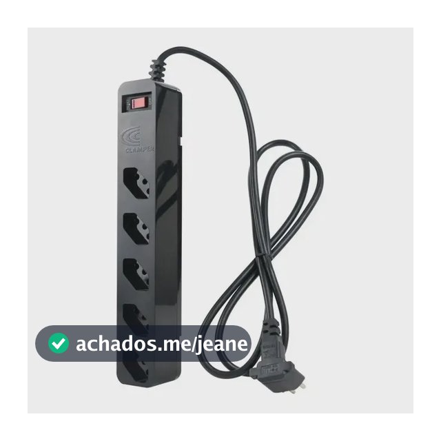 Filtro de Linha com Protetor de Surto DPS iClamper Energia 5 Tomadas 3 Pinos 10 Amperes com Tecnologia LCF Anti Raio Clamper Cor Preto