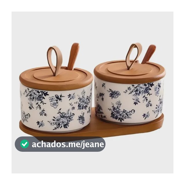 Adega De Sal De Cerâmica Com Tampa E Colher Azul Floral ! +