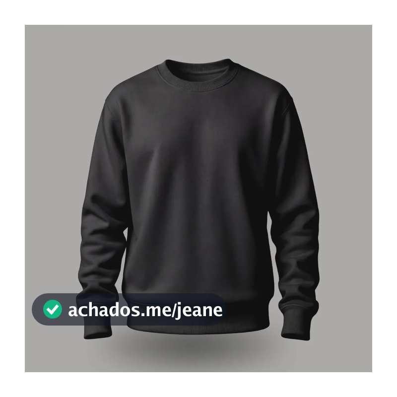 Moletom Gola Careca Redonda Algodão Flanelado Suéter Unissex P Preto Liso