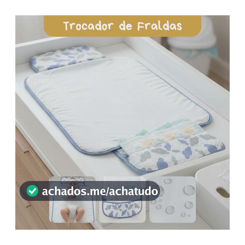 Trocador De Fralda Impermeável Dobrável Lindas Estampas Nuvem Azul