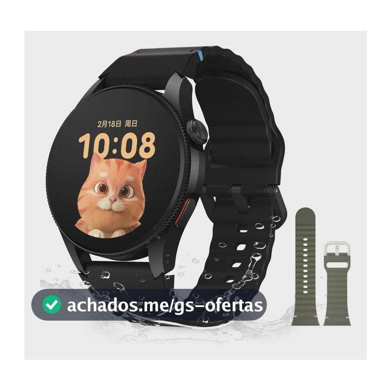 Smartwatch Aurafit G12, Gps, Resistência À Água 3atm, Preto Preto Mesh Verde-militar/preto