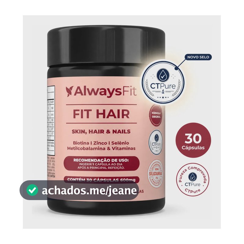 FitHair AlwaysFit | Biotina + Zinco + Ferro + Cobre + Cisteína + Vitaminas | 30 Cápsulas