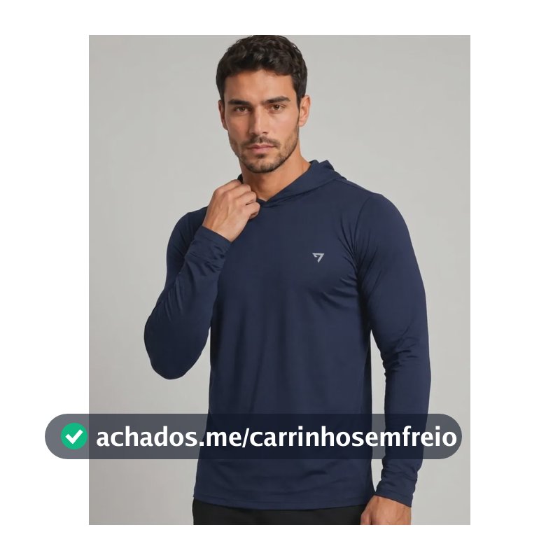 Camisa Térmica Manga Longa Com Capuz Proteção Solar Uv50+ Azul-marinho Azul G