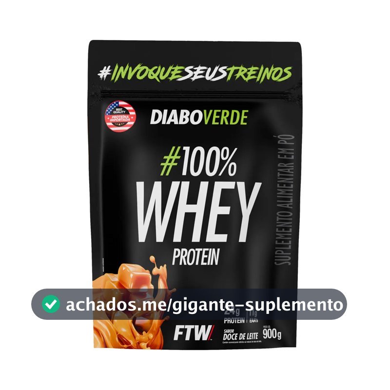 100% Whey Protein 900g Sabor Doce De Leite Diabo Verde - Ftw