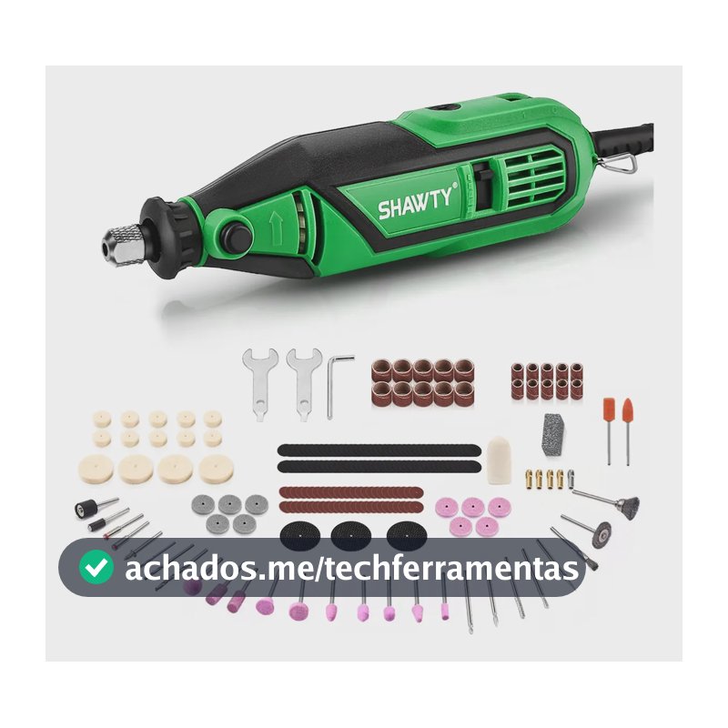 Micro Retífica Elétrica Shawty 180W com Kit de 210 Peças e Velocidade Variável