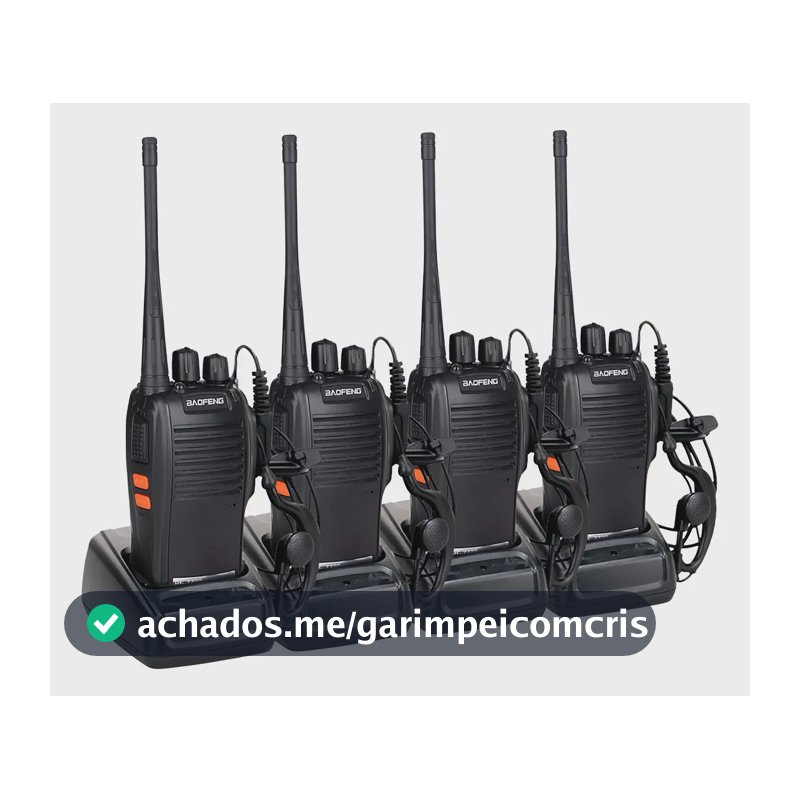 Kit 4 Radios Baofeng Comunicador Frequencia Profissional 16 Canais Cor Preto BF-777S