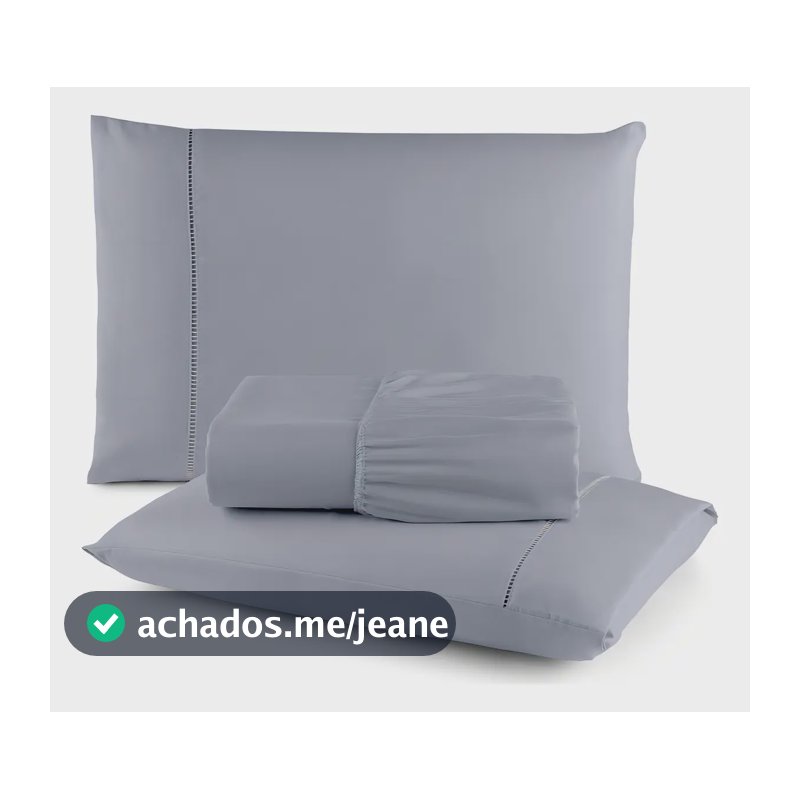 Lençol Para Cama De Solteiro Com Elástico E Fronha 400 Fios Cor Cinza-claro Desenho Do Tecido Acabamento Ponto Palito Suave