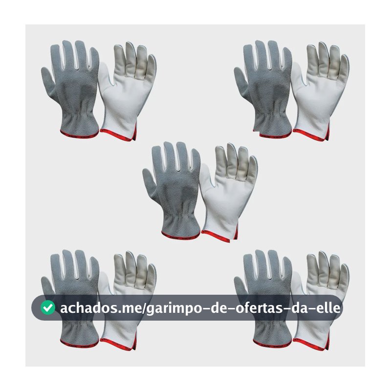 Kit C/ 5 Luva Vaqueta E Raspa Mista Petroleira Segurança Epi