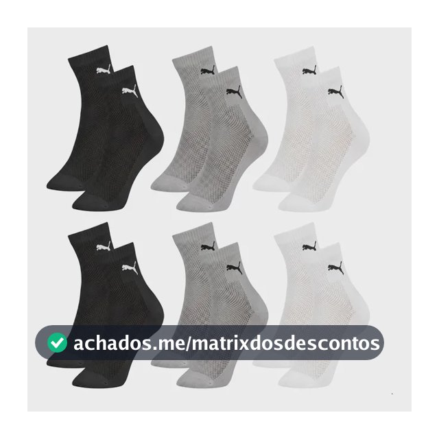 Kit 6 Pares Meias Puma Cano Médio Esportiva Algodão Original