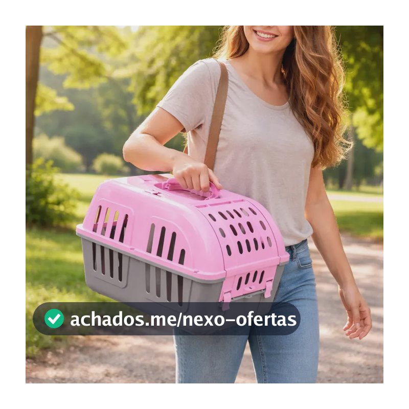 Caixa De Transporte Four Plastic Para Cães E Gatos Color Cor Rosa