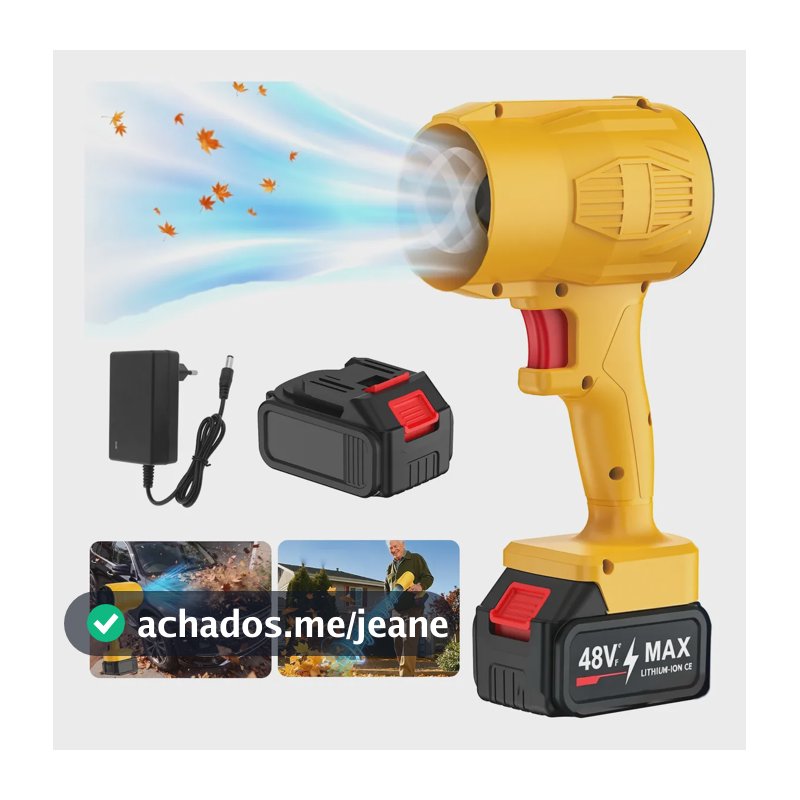 Soprador De Folhas Elétrico Bateria Jardinagem Portatil 48v Amarelo 127/220v