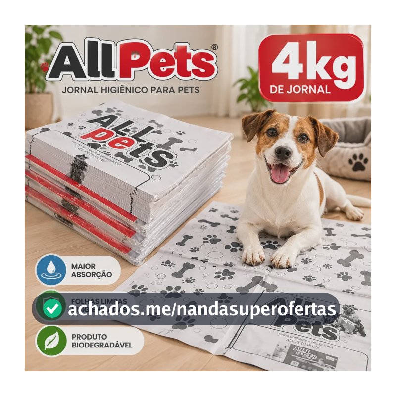 Jornal Pet 240 Folhas Grandes 58x65 - Higiene Animal 4kg!!!! Branco