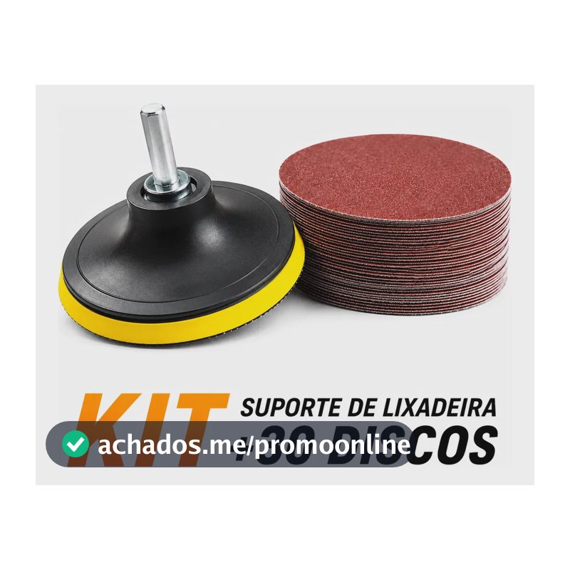 Suporte Boina Lixadeira Furadeira 30 Disco Lixa 125mm Reparo Preto