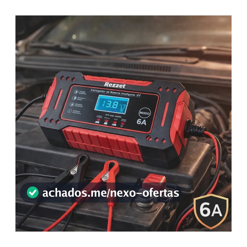 Carregador De Bateria Automotiva Portátil 12v 4ah-100ah 6a Carro Moto Caminhão Automático