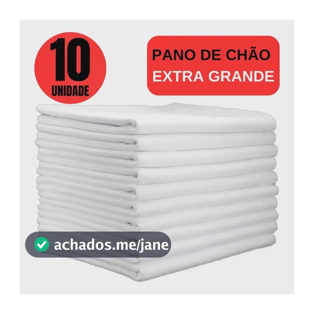 Kit 10 Panos de Chão Extra Grande 45x65cm Algodão Branco Ditap Mix Absorvente Limpeza Pesada