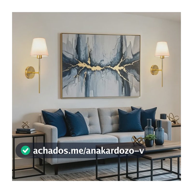 Kit 2 Arandelas Douradas Abajur Luminária De Parede Quarto 85265v Dourado