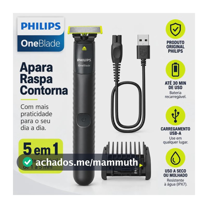 Aparador Pelos Philips QP1425 Sem Fio Prova D'água Bivolt - Pente Ajustável 5 em 1