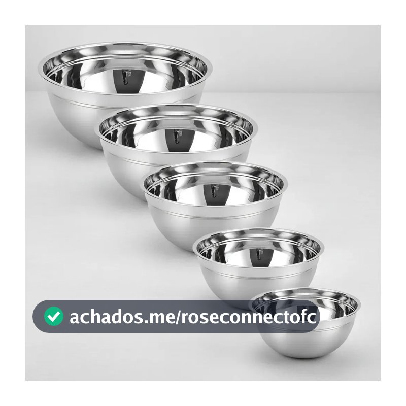 Kit Com 5 Tigelas Bowls Em Aço Inox De Excelente Qualidade