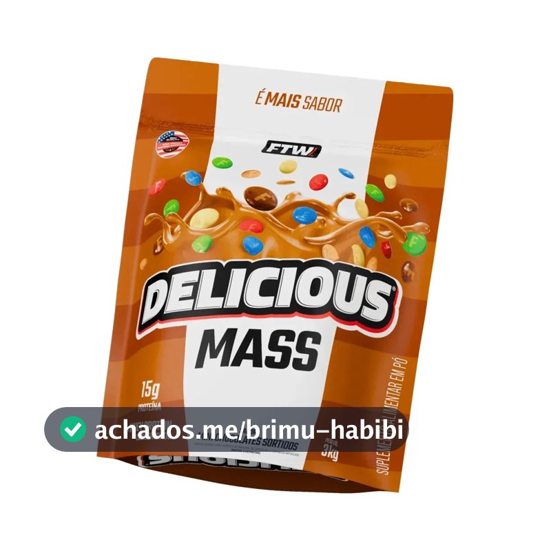 Hipercalórico Delicious Mass FTW 3kg Sabor Mini Chocolate Sortidos Ganho de Massa - 15g Proteína