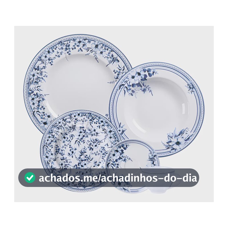 Aparelho De Jantar Tramontina Azzura Em Porcelana Decorada 3 Cor Branco