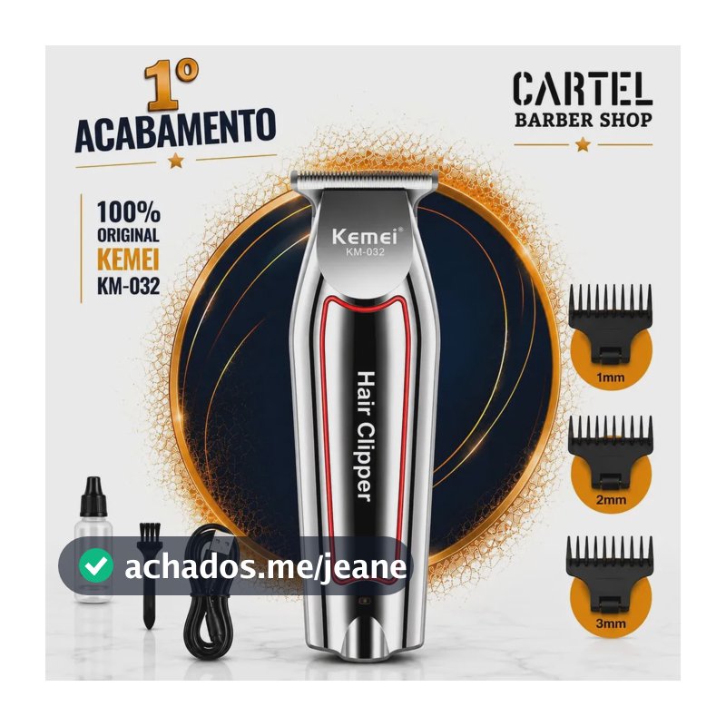 Maquina Acabamento Degrade Pezinho Cortar Cabelo Barba E Pelos Corpo Kemei 032