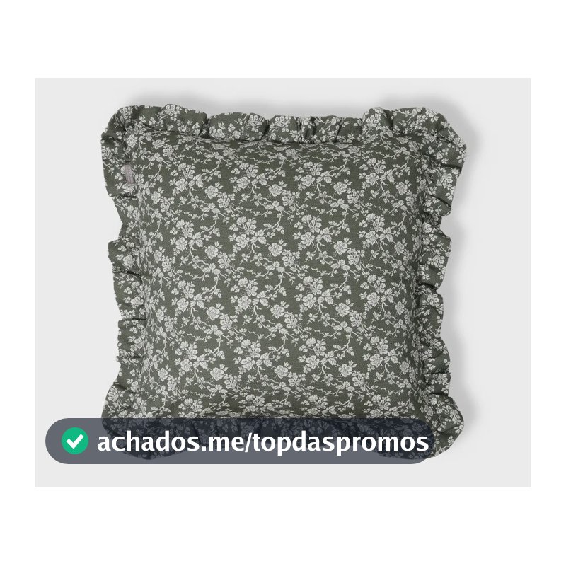 Capa de Almofada Estampada com Babados Floral Dora Verde 100% Algodão 43x43cm
