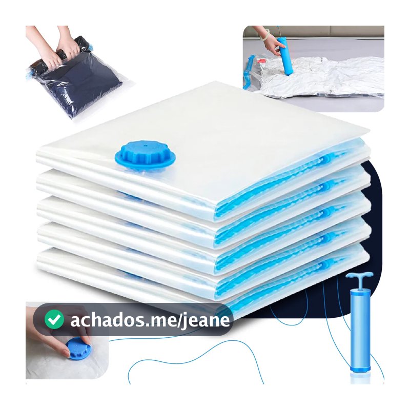 Kit 5 Saco À Vácuo 50x60cm Viagem Bag Organizador C/ Bomba
