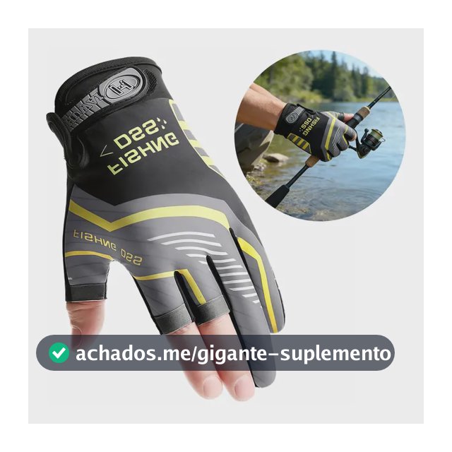 Luva Pesca Esportes Profissional Antiderrapante Uv G G Cinza