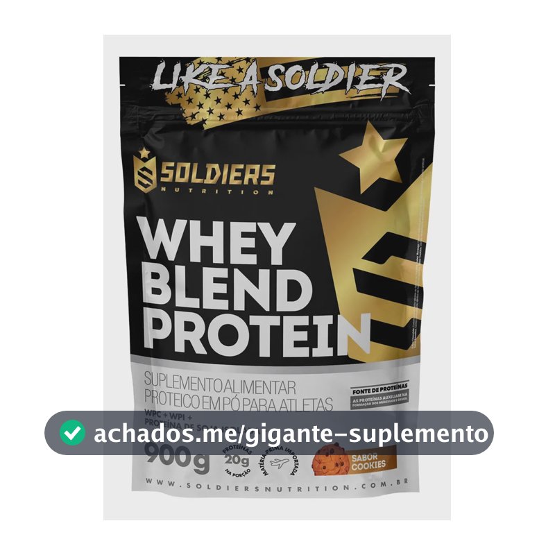 Whey Blend Protein Concentrado e Isolado 900g Sabor Cookies Soldiers Nutrition