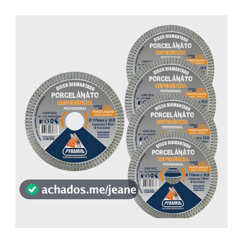 5 Discos Diamantados Referencia Corte 45° Ultra Fino 115mm Branco