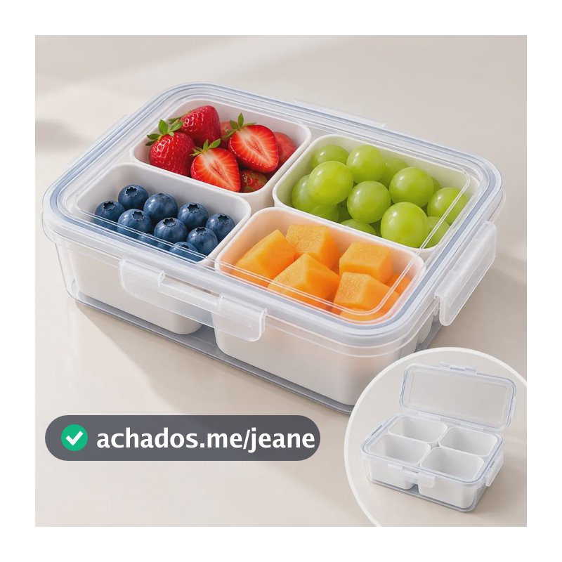 Pote Hermético 4 Divisórias Organizador De Geladeira Cozinha