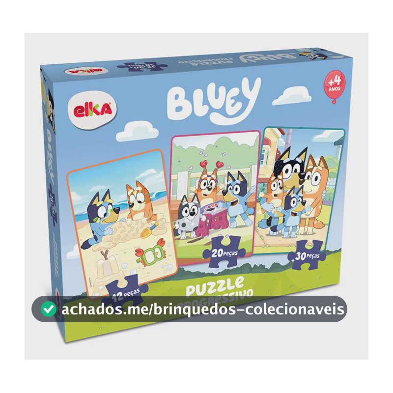 Quebra-cabeça Puzzle Progressivo Bluey 12, 20 E 30 Peças Elka