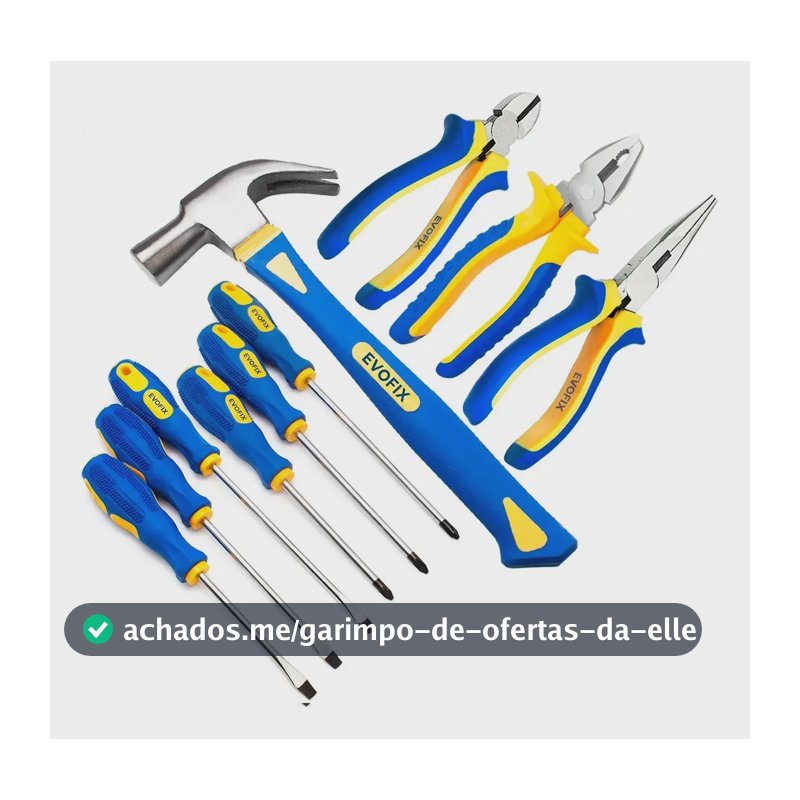 Kit de Ferramentas EVOFIX com Martelo, Alicates e Chaves (10 Peças)