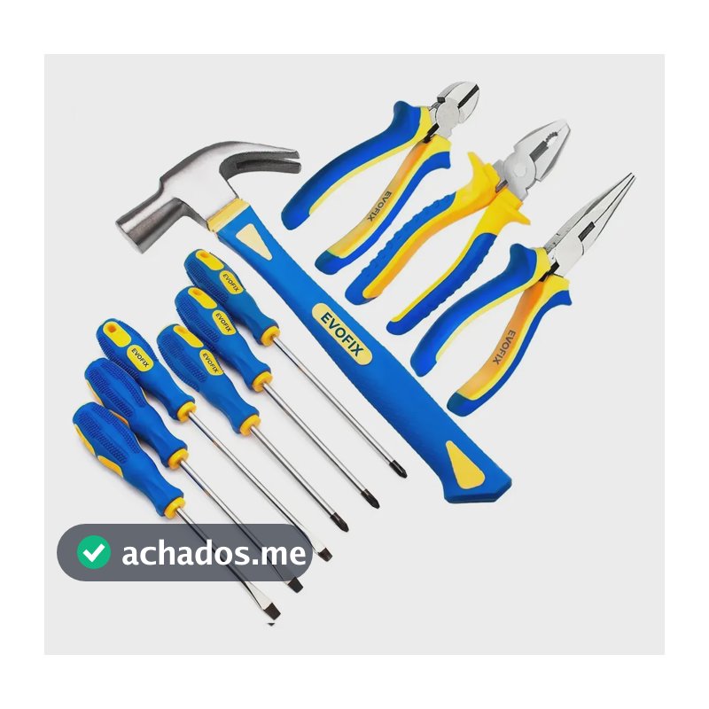 Kit de Ferramentas EVOFIX com Martelo, Alicates e Chaves (10 Peças)