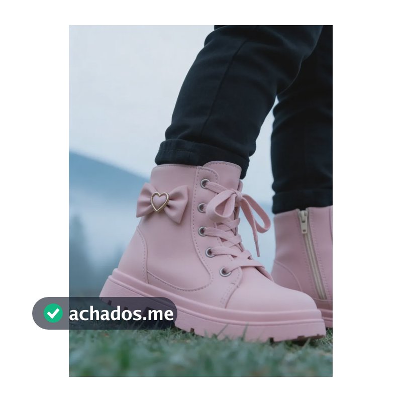 Bota Coturno Infantil Feminina Fashion Antiderrapante Macia Rosa Lisa 22 Br