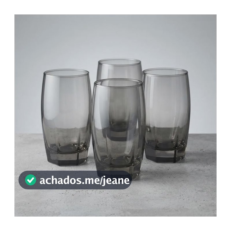 Jogo De Copo Vidro Fume Cinza Flórida 370ml - 6 Unidades Cinza