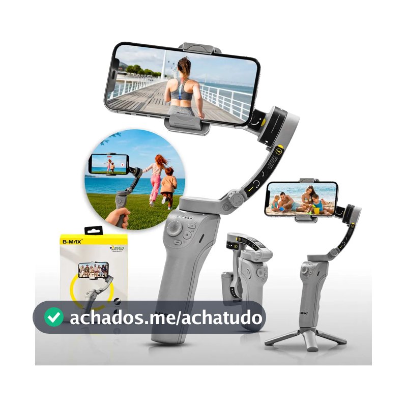 Estabilizador Com 3 Eixos Tripé Articulado Bluetooth Suporte Vídeo Portátil Luz Câmera Para Celular Android e iOS