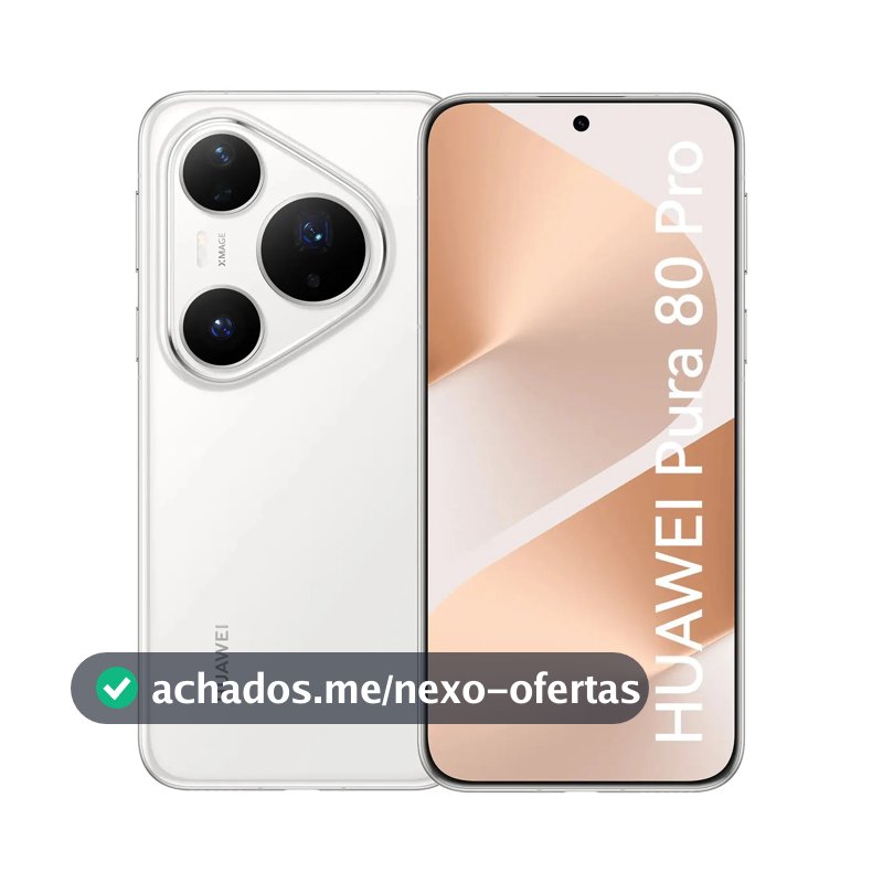 Smartphone HUAWEI Pura 80 Pro 12GB+512GB Câmera Ultra-iluminação de 1 Polegada Câmera Teleobjetiva Macro Ultra-iluminação Cancelamento de Ruído por IA 5.170 mAh Dual SuperCharge Celular Branco