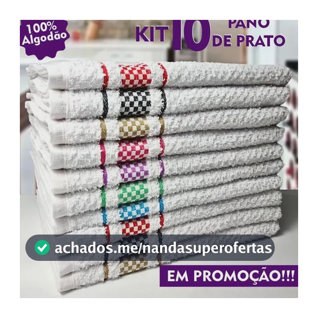 Kit 10 Pano De Prato Premium 45x70 Toalha De Copa Felpudo