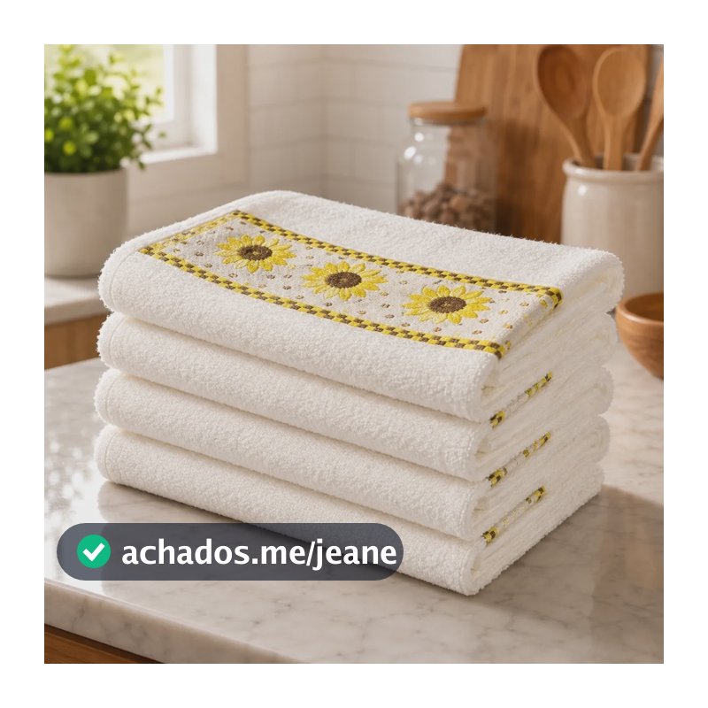 Kit 4 Panos 100% Algodão De Prato Atoalhado Com Elementos Sortido