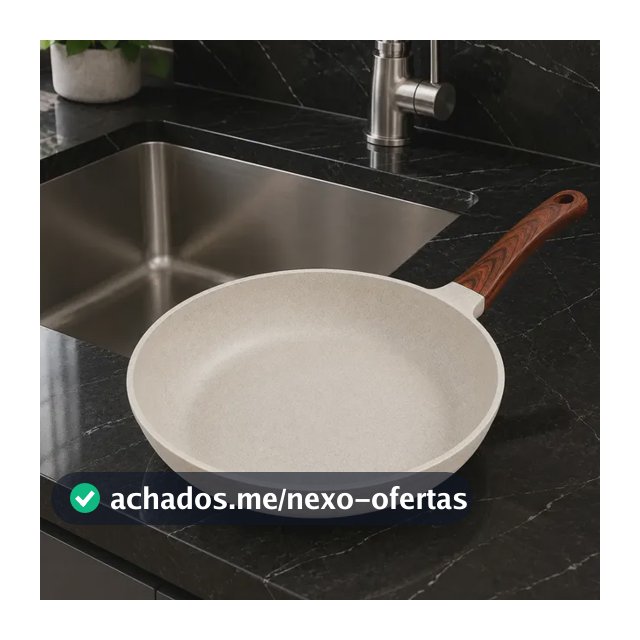 Frigideira Cerâmica Antiaderente 24cm Indução Cooktop Fogão a Gás Não Gruda Sem Óleo Cor Creme