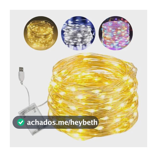 Cordão Fio De Fada 10m 100 Leds Enfeite Natal Branco Quente