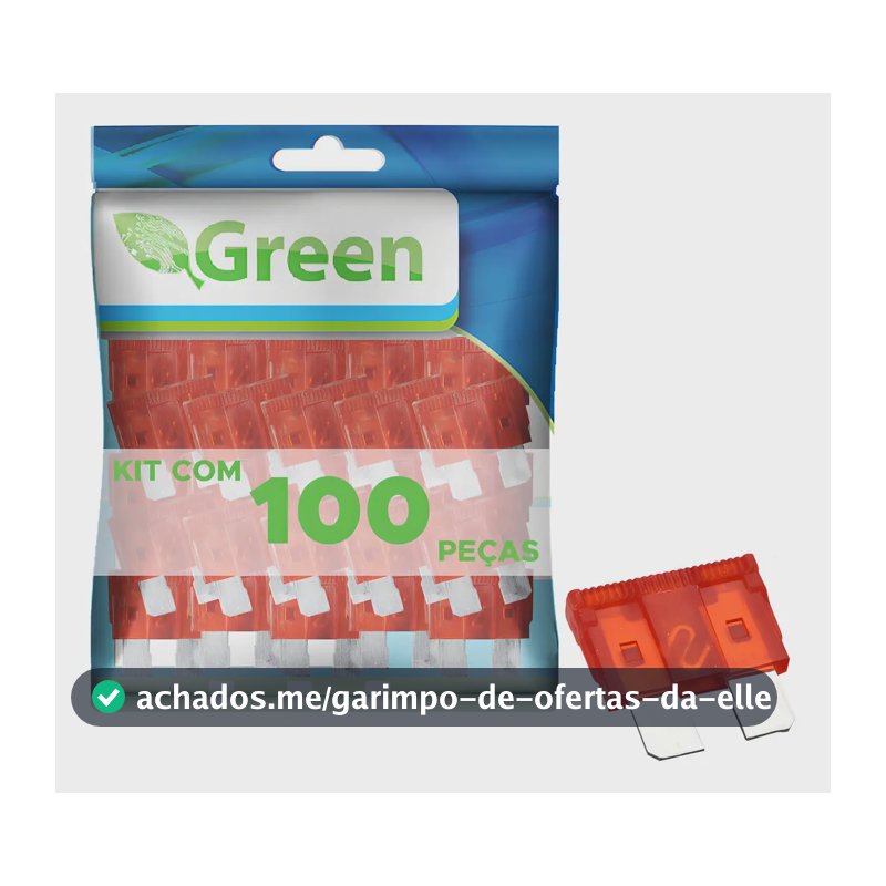100x Fusível Automotivo Lâmina Pequeno Kit C/100 Peças 10a - Green 12v
