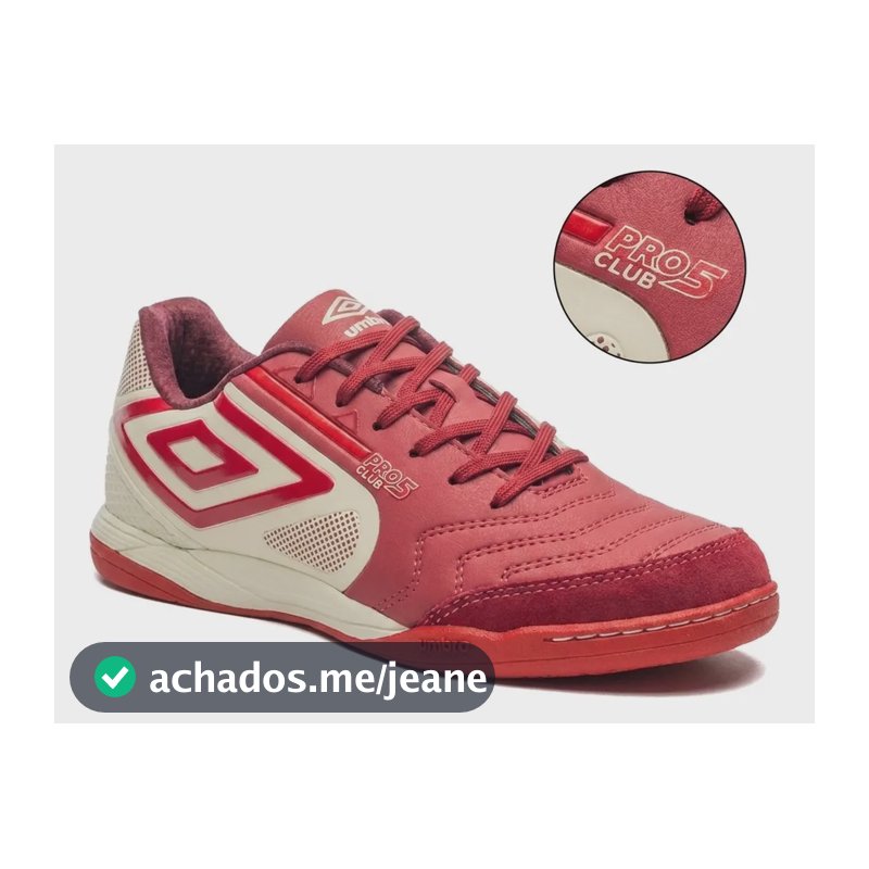 Chuteira Futsal Masculina Pro 5 Bump Club Quadra Oficial Bege/vermelho 37 Br