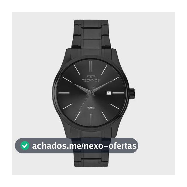 Relógio Technos Masculino Quartzo Grafite 42mm Aço Resistente à Água