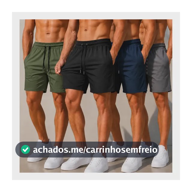 4 Short Tactel Masculino Bermuda Praia Casual Academia Bolso